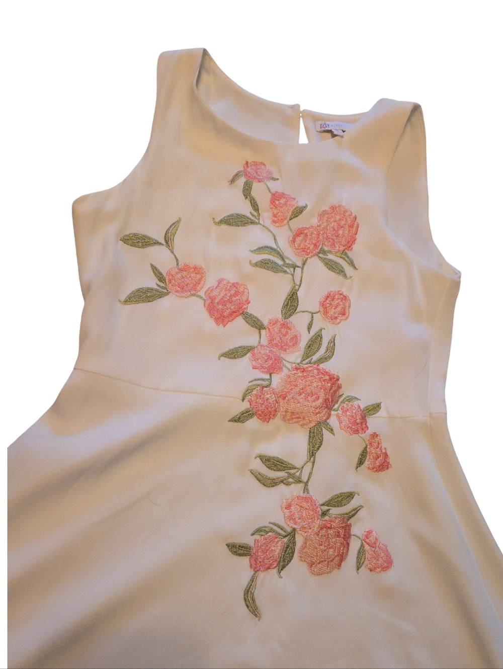 Elegant White High-Low Floral Embroidered Dress Girls Size 12 - Picture 7 of 8